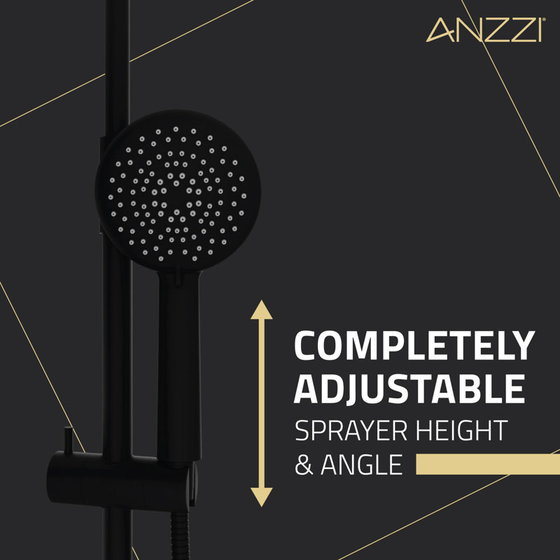 ANZZI Heavy Rainfall Stainless Steel Shower Bar with Hand Sprayer Wayfair